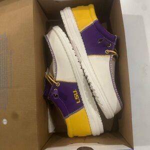 LSU Hey Dude Men's Loafers - Purple, Yellow, and White